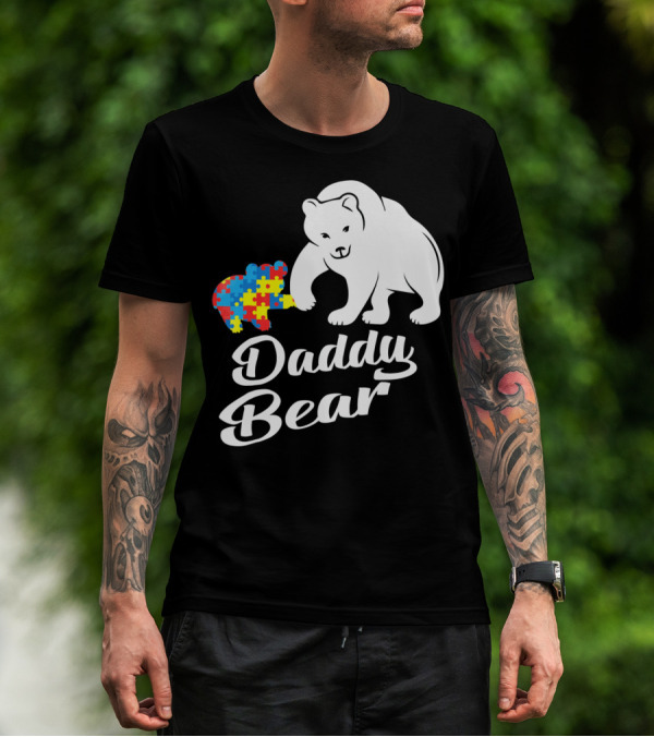 Daddy Bear Autism Puzzle Heart T-Shirt