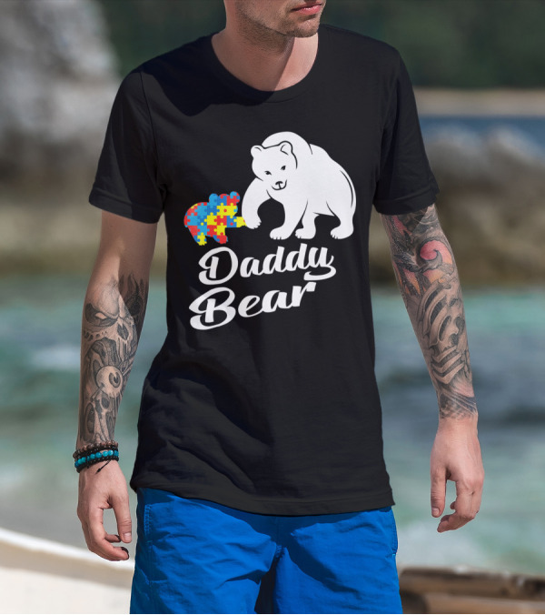 Daddy Bear Autism Puzzle Heart T-Shirt