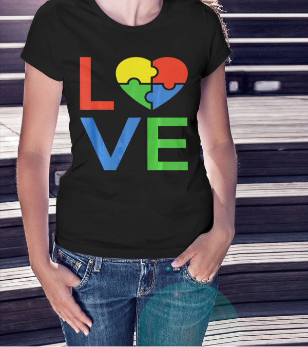 LOVE Heart Puzzle Autism Awareness Autistic T-Shirt