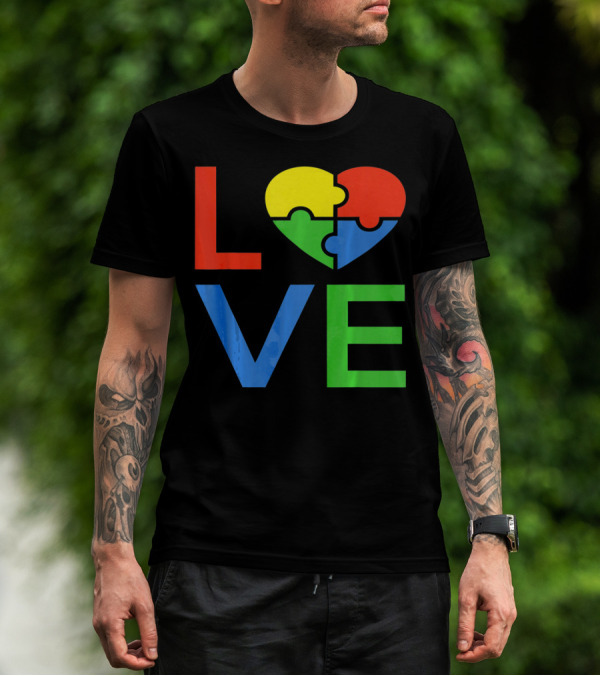 LOVE Heart Puzzle Autism Awareness Autistic T-Shirt