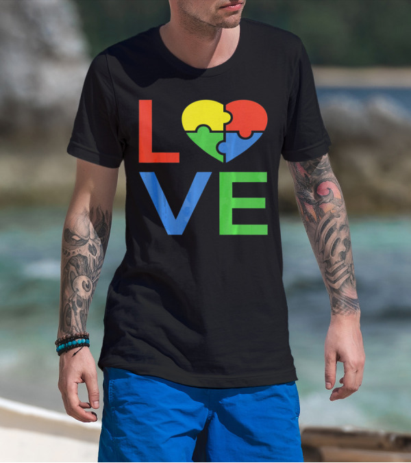 LOVE Heart Puzzle Autism Awareness Autistic T-Shirt