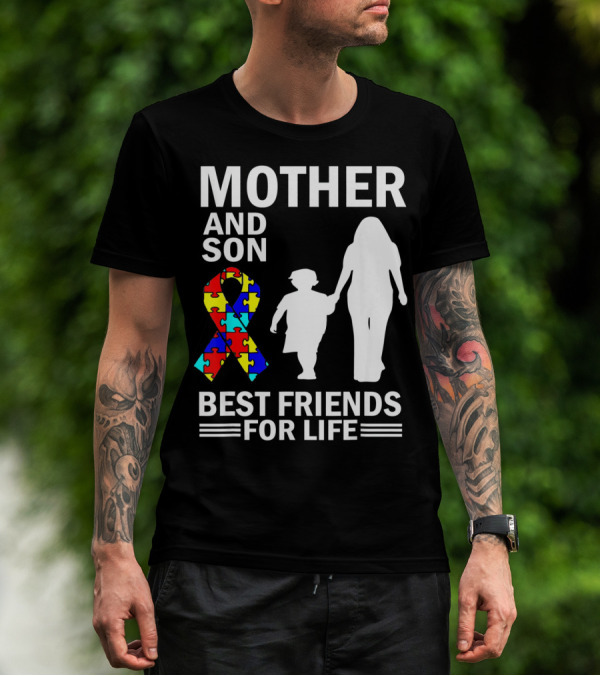 Mother And Son Autism Awareness Best Friends For Life Puzzle T-Shirt