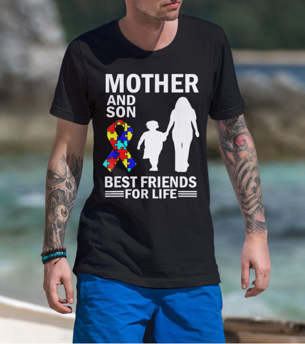 Mother And Son Autism Awareness Best Friends For Life Puzzle T-Shirt