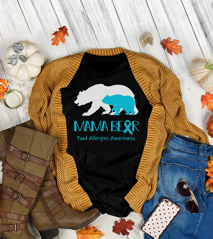 Mama Bear Food Allergies Awareness Ribbon T-Shirt
