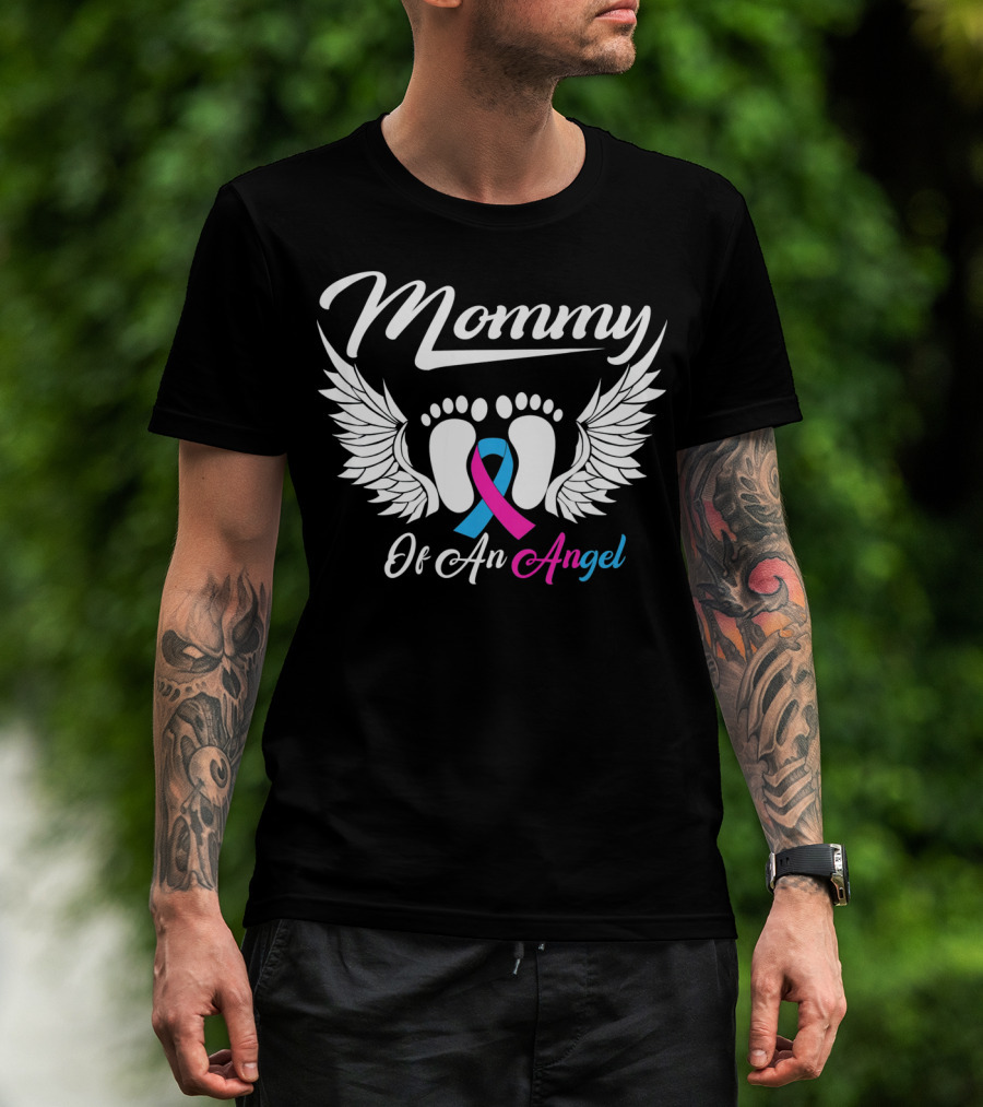 Mommy Of An Angel Miscarriage Awareness Footprints And Wings T-Shirt