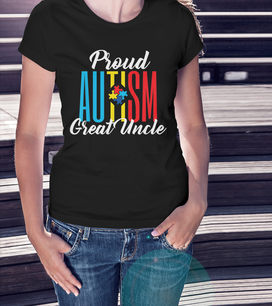 Proud Autism Great Uncle Awareness Puzzle Support T-Shirt