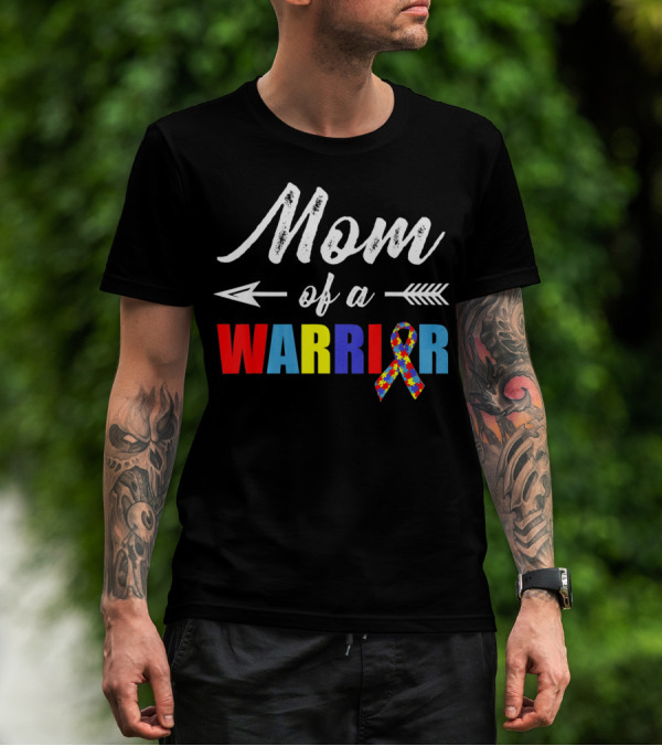 Mom Of A Warrior Autism Awareness Bow And Arrow T-Shirt
