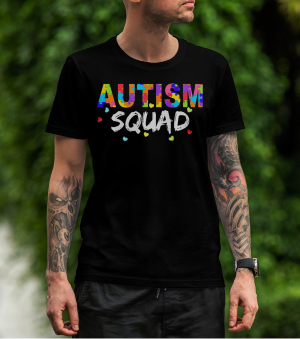 Autism Squad Puzzle Piece Heart Awareness T-Shirt