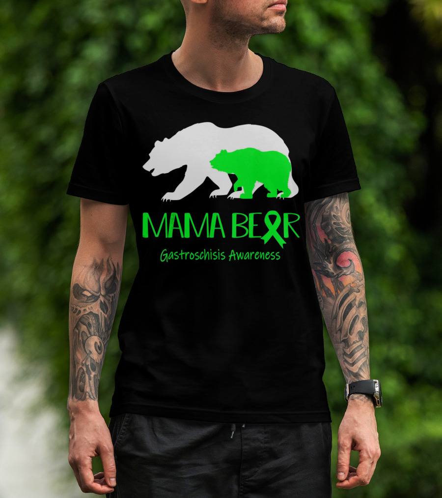 Mama Bear Gastroschisis Awareness Ribbon Symbol Bears T-Shirt