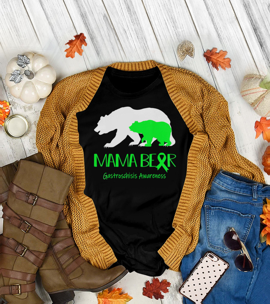 Mama Bear Gastroschisis Awareness Ribbon Symbol Bears T-Shirt