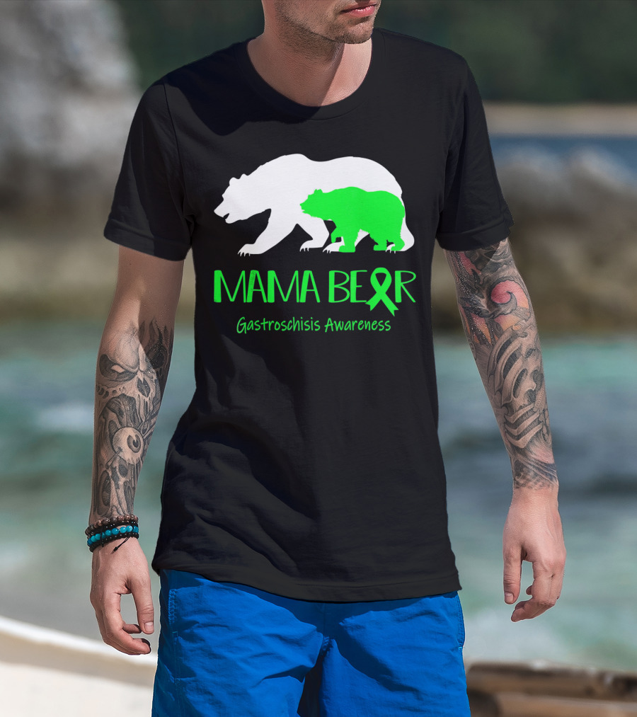 Mama Bear Gastroschisis Awareness Ribbon Symbol Bears T-Shirt