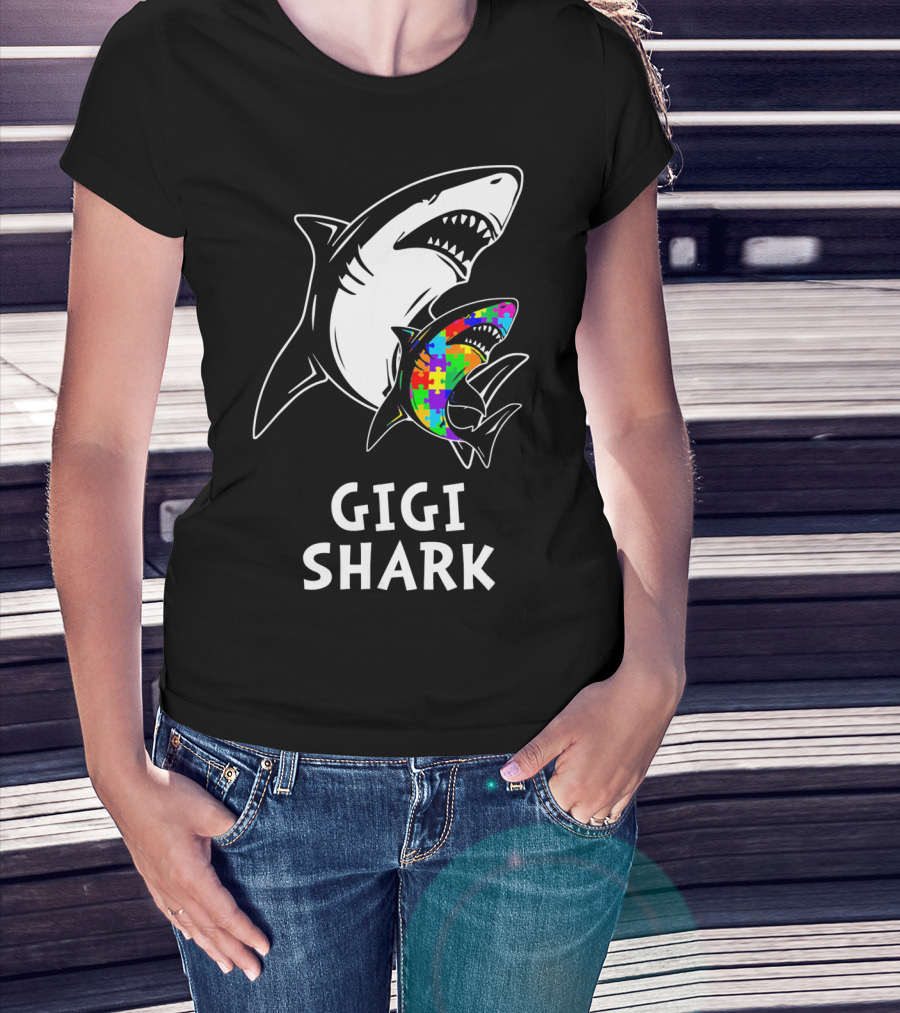 Gigi Shark Autism Awareness Puzzle Sharks T-Shirt