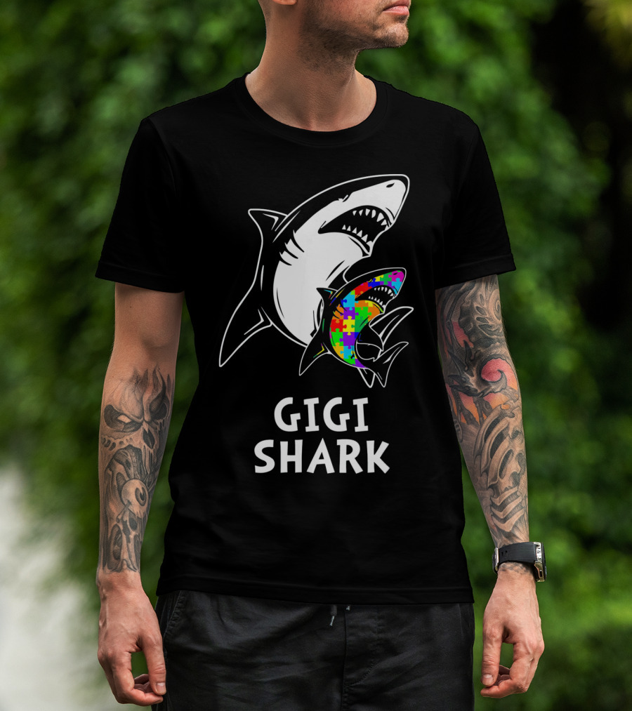 Gigi Shark Autism Awareness Puzzle Sharks T-Shirt