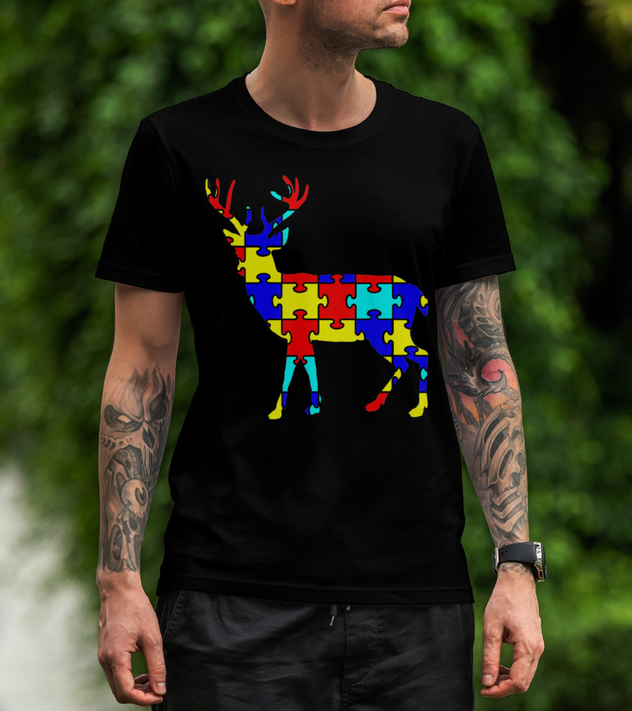Deer Puzzle Autism Awareness Wildlife T-Shirt