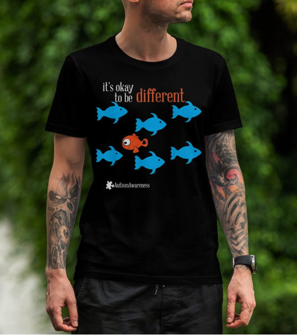 It's Okay To Be Different Autism Awareness Puzzle Fish T-Shirt