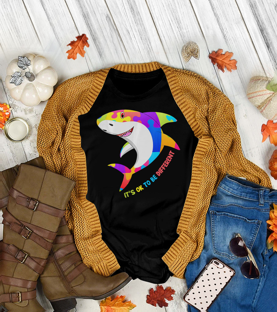 It's Ok To Be Different Shark Autism Awareness T-Shirt