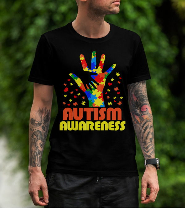 Autism Awareness Puzzle Piece Hand Son Daughter T-Shirt