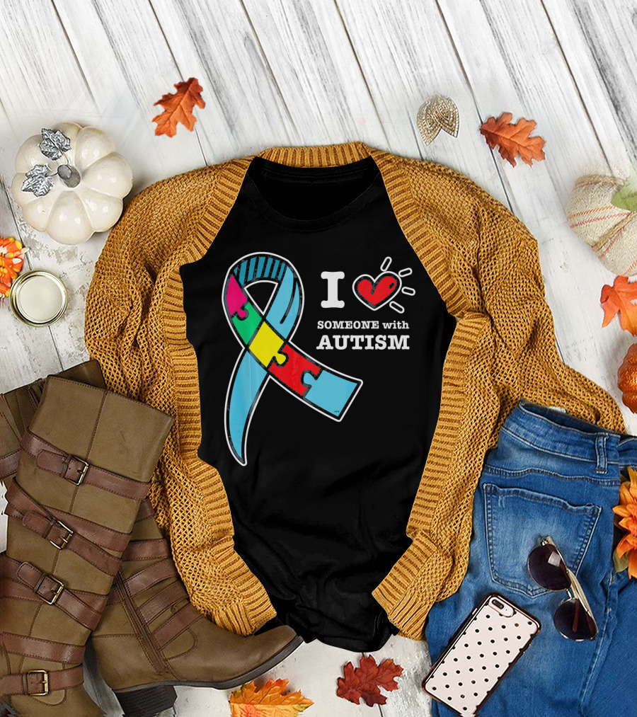 Autism Awareness I Love Someone with Autism Puzzle T-Shirt