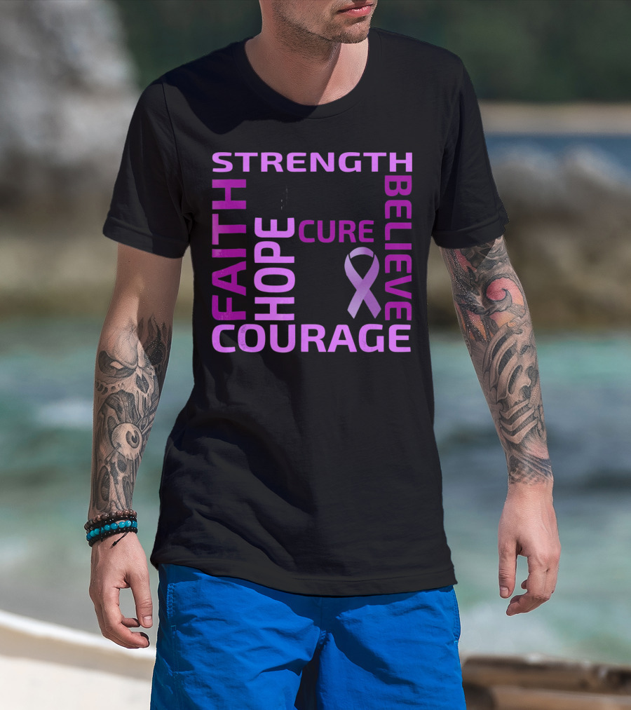 Cystic Fibrosis Awareness Strength Faith Hope Courage Cure Believe T-Shirt