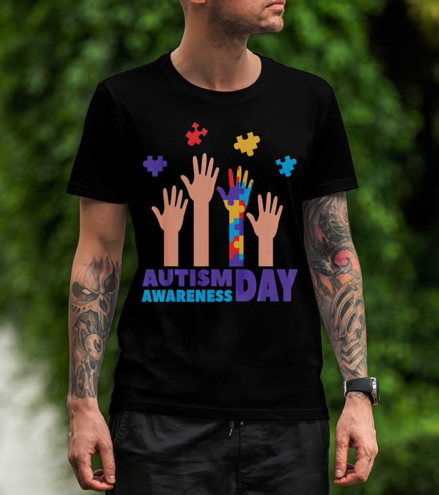 Autism Awareness Day Hands Puzzles T-Shirt