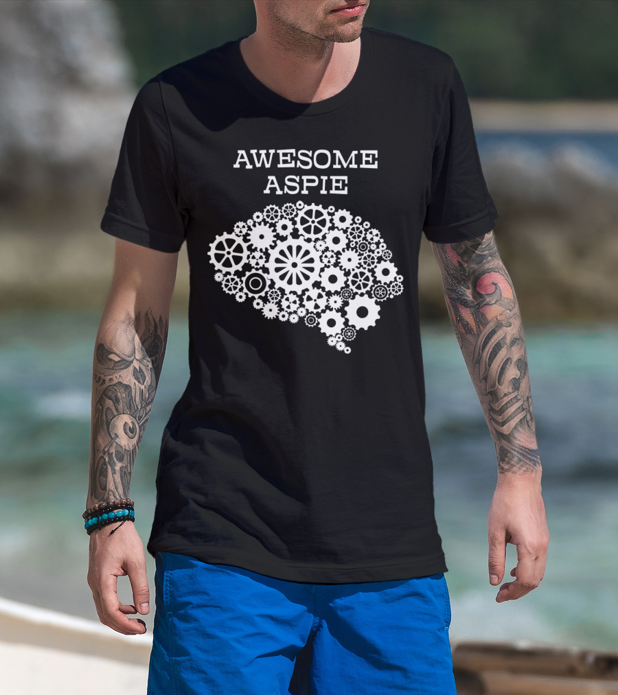 Awesome Aspie Steampunk Brain Autism Awareness T-Shirt