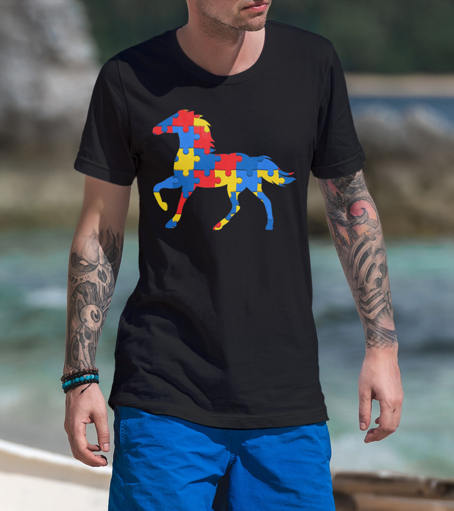 Autism Awareness Puzzle Horse T-Shirt