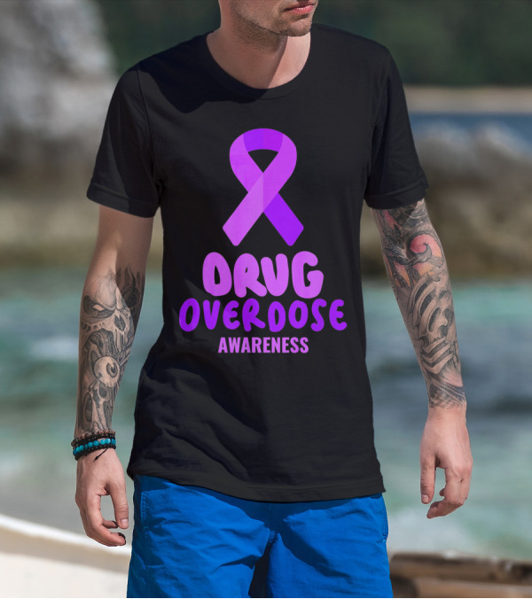 Drug Overdose Awareness Purple Ribbon Awareness T-Shirt