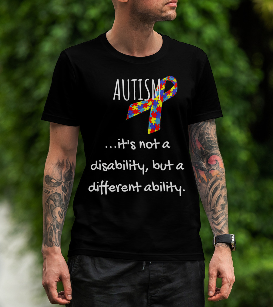 Autism Awareness It's Not A Disability But A Different Ability Puzzle T-Shirt