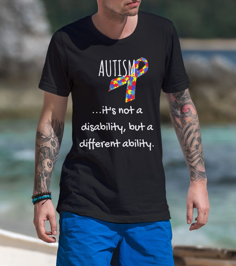 Autism Awareness It's Not A Disability But A Different Ability Puzzle T-Shirt