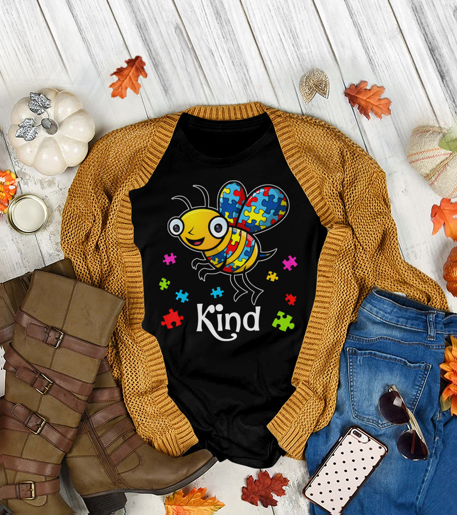 Autism Awareness Puzzle Bee Kind T-Shirt