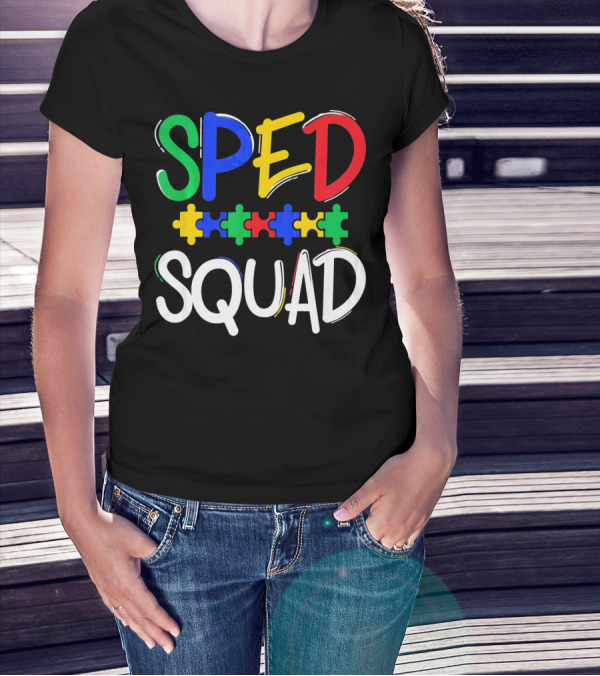 SPED Squad Autism Awareness Puzzle Piece Colors T-Shirt