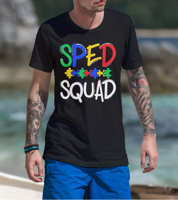 SPED Squad Autism Awareness Puzzle Piece Colors T-Shirt