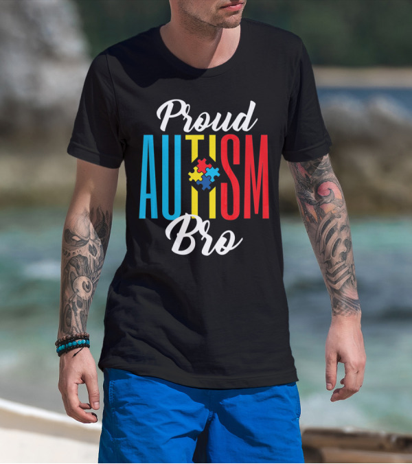 Proud Bro Autism Awareness Puzzle Piece T-Shirt