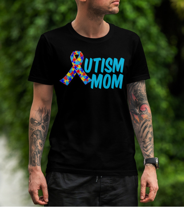 Autism Mom Puzzle Ribbon Awareness T-Shirt