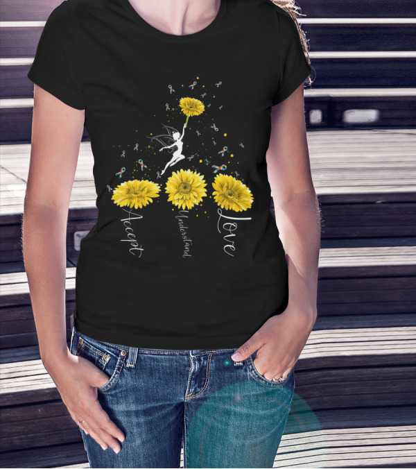 Accept Understand Love Sunflower Autism Awareness Fairy T-Shirt