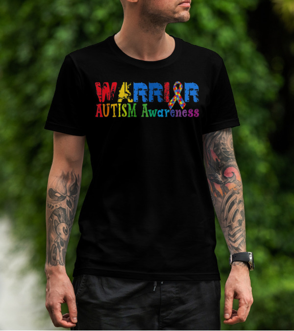 Warrior Autism Awareness Colorful Puzzle T-Shirt