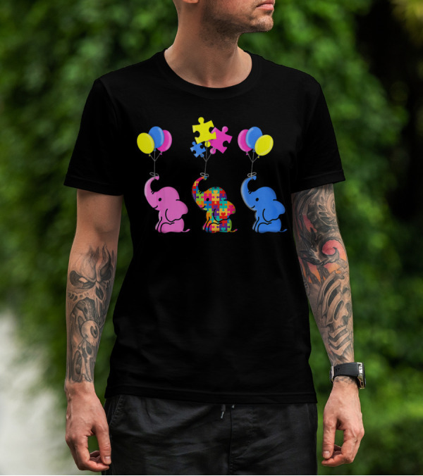 Autism Elephant Awareness Balloons Puzzles T-Shirt