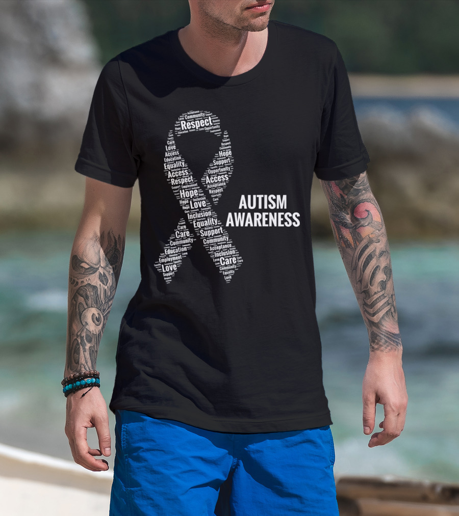 Autism Awareness Respect Access Care Support Ribbon Inclusion Equality Community T-Shirt