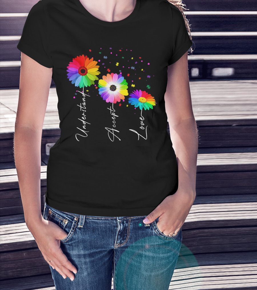 Autism Awareness Daisy Flower Accept Understand Love T-Shirt