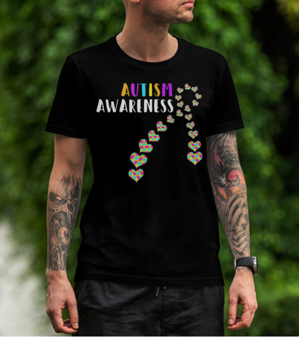 Autism Awareness Ribbon With Heart Puzzle T-Shirt