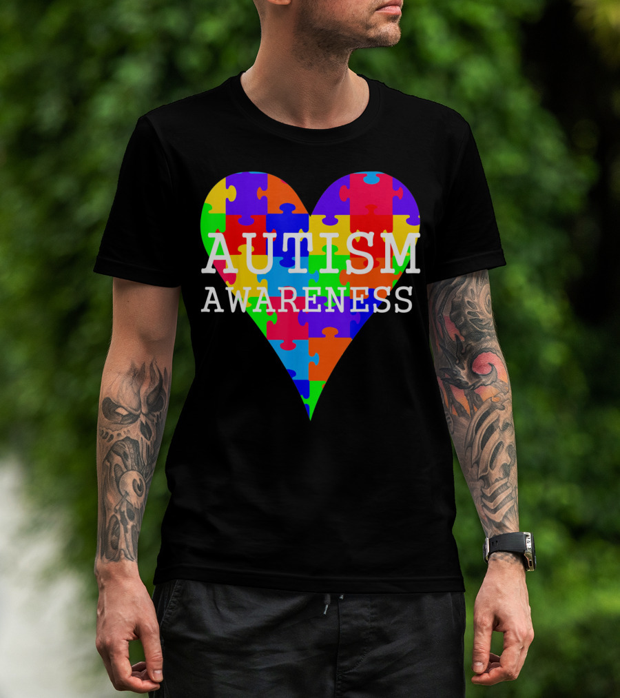 Autism Awareness Puzzle Heart Rainbow T-Shirt