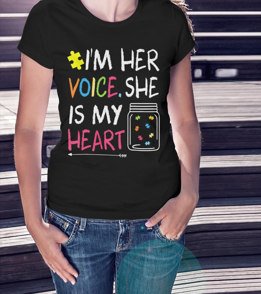 I'm Her Voice She Is My Heart Autism Puzzle Jar T-Shirt