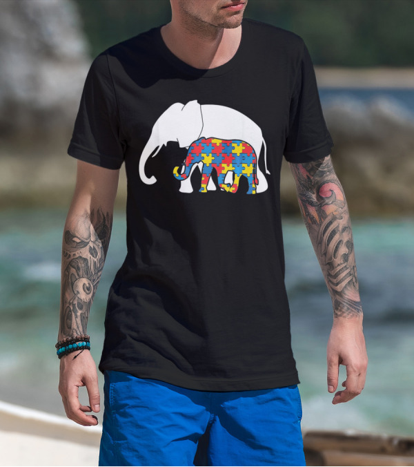 Autism Awareness Puzzle Elephant T-Shirt