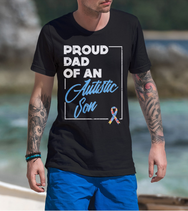 Proud Dad Of An Autistic Son Puzzle T-Shirt