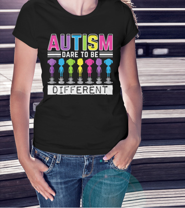 Autism Dare To Be Different Colorful Figures T-Shirt