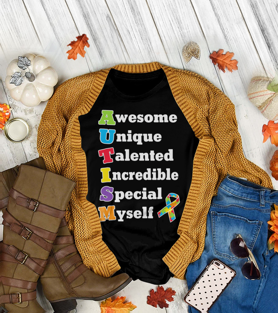 Autism Awesome Unique Talented Incredible Special Myself Awareness Puzzle T-Shirt