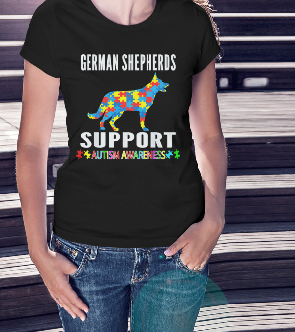 German Shepherds Support Autism Awareness Puzzle T-Shirt