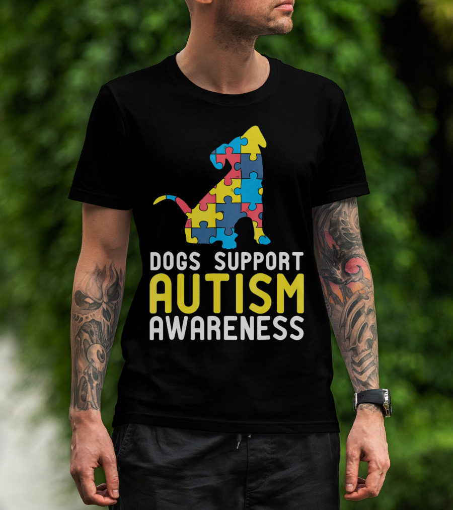 Dogs Support Autism Awareness Novelty Autism Dog Lover Awareness T-Shirt