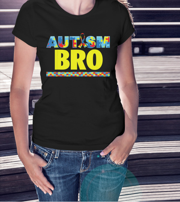 Autism Puzzle Ribbon Bro Brother Awareness Support T-Shirt