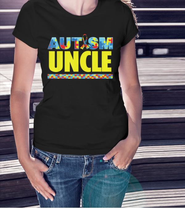 Autism Uncle Puzzle Ribbon Awareness Support T-Shirt